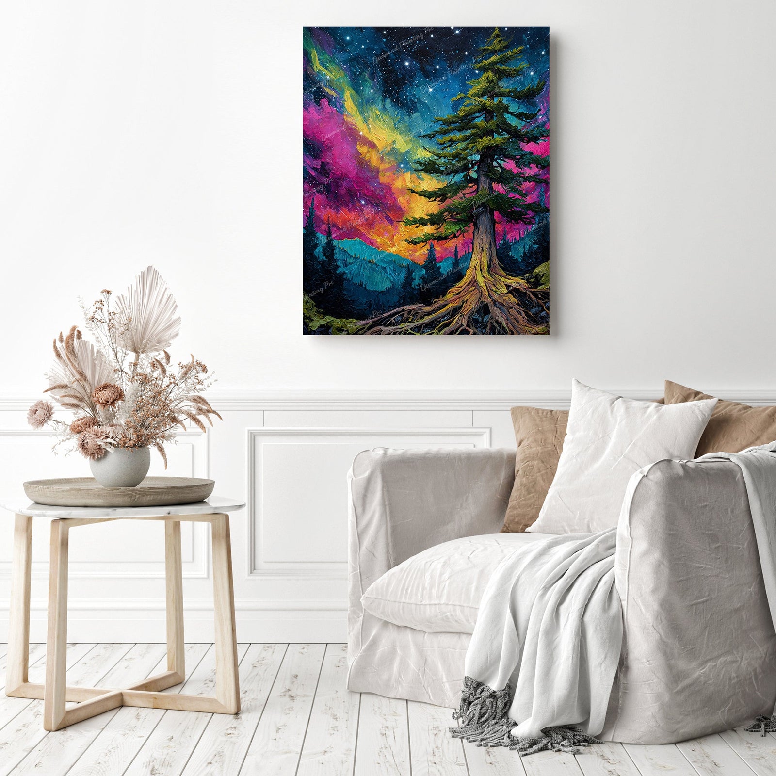 Aurora Pine Diamond Painting as Home Decor