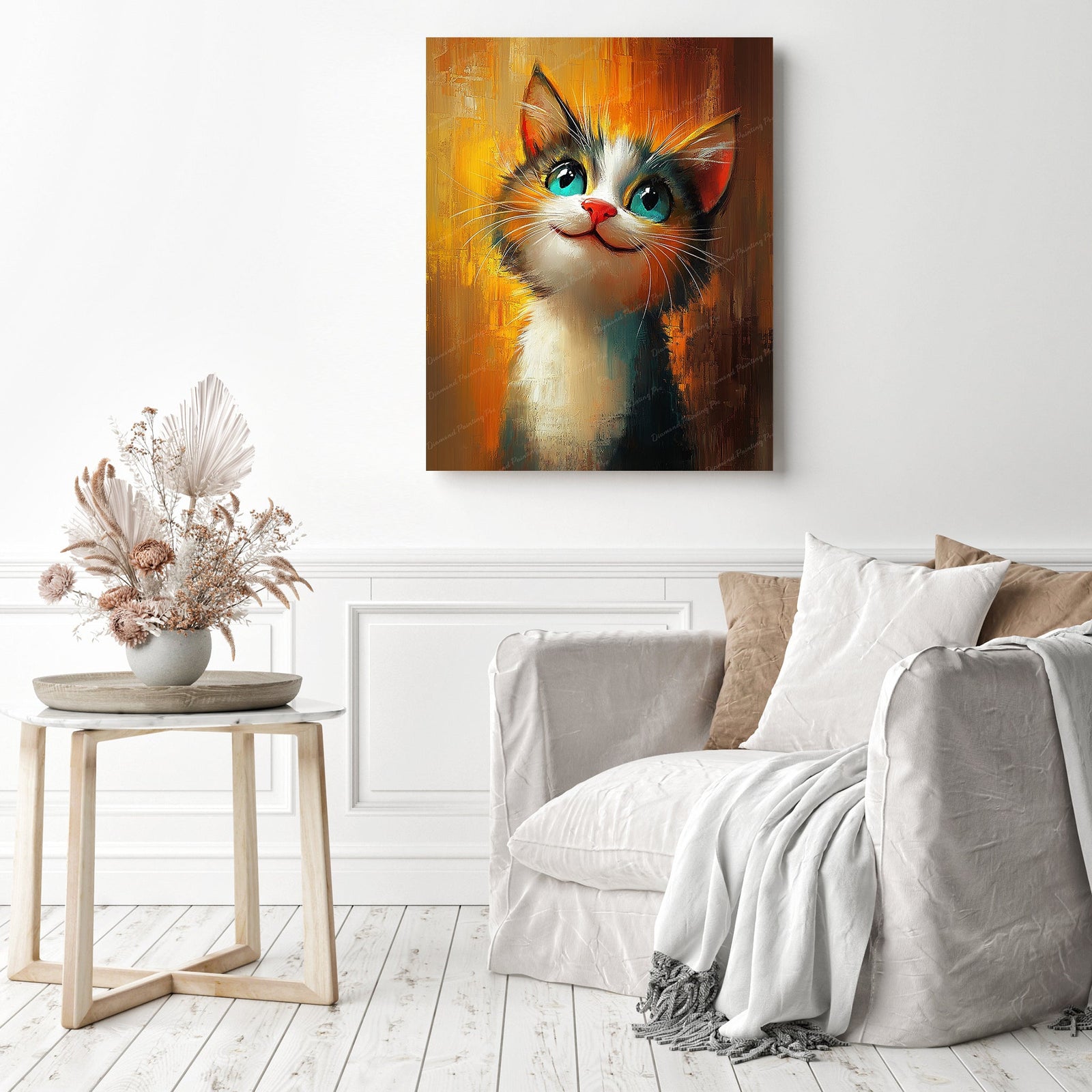 Azure Cat Gaze Diamond Painting as Home Decor