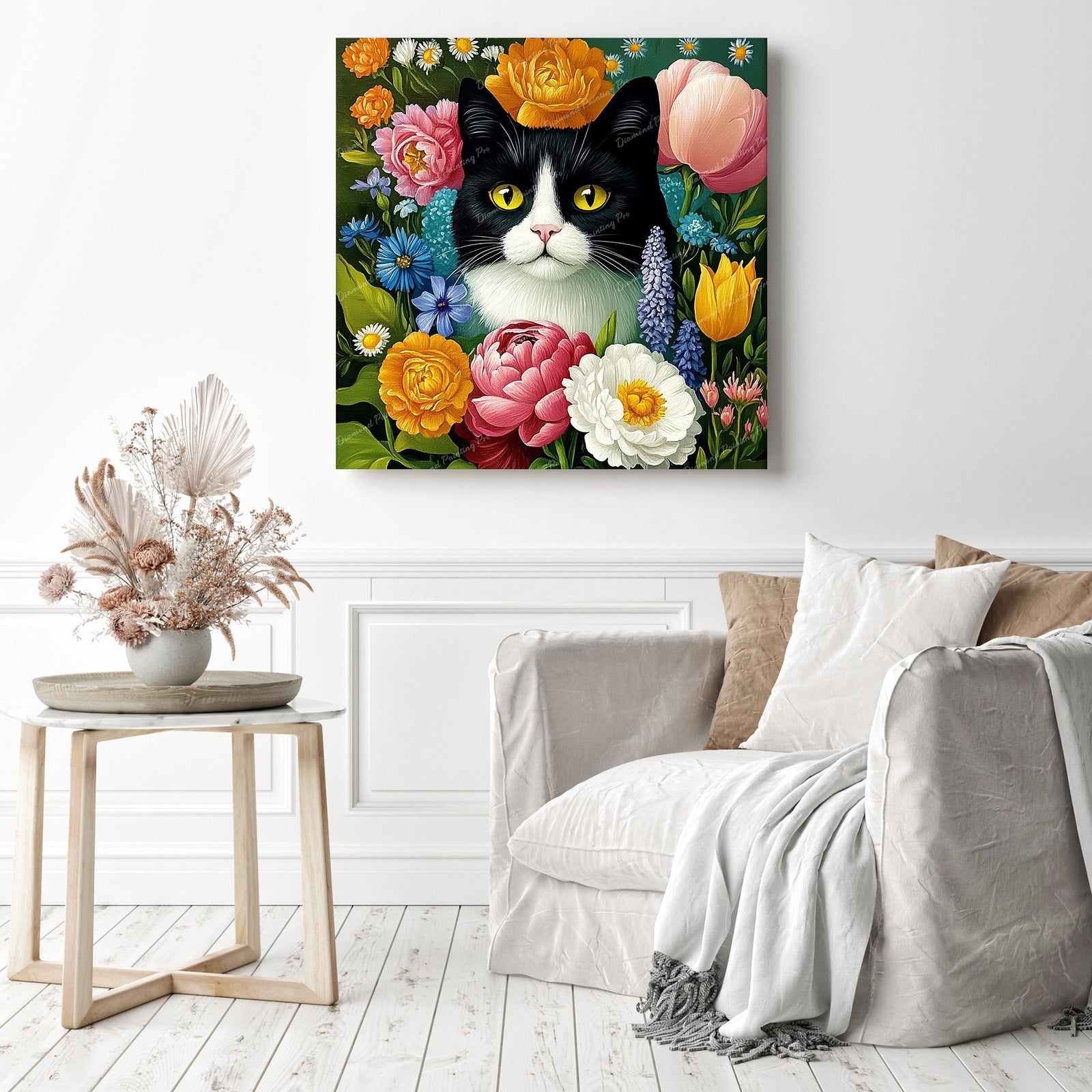 Blossom Kitty Diamond Painting as Home Decor
