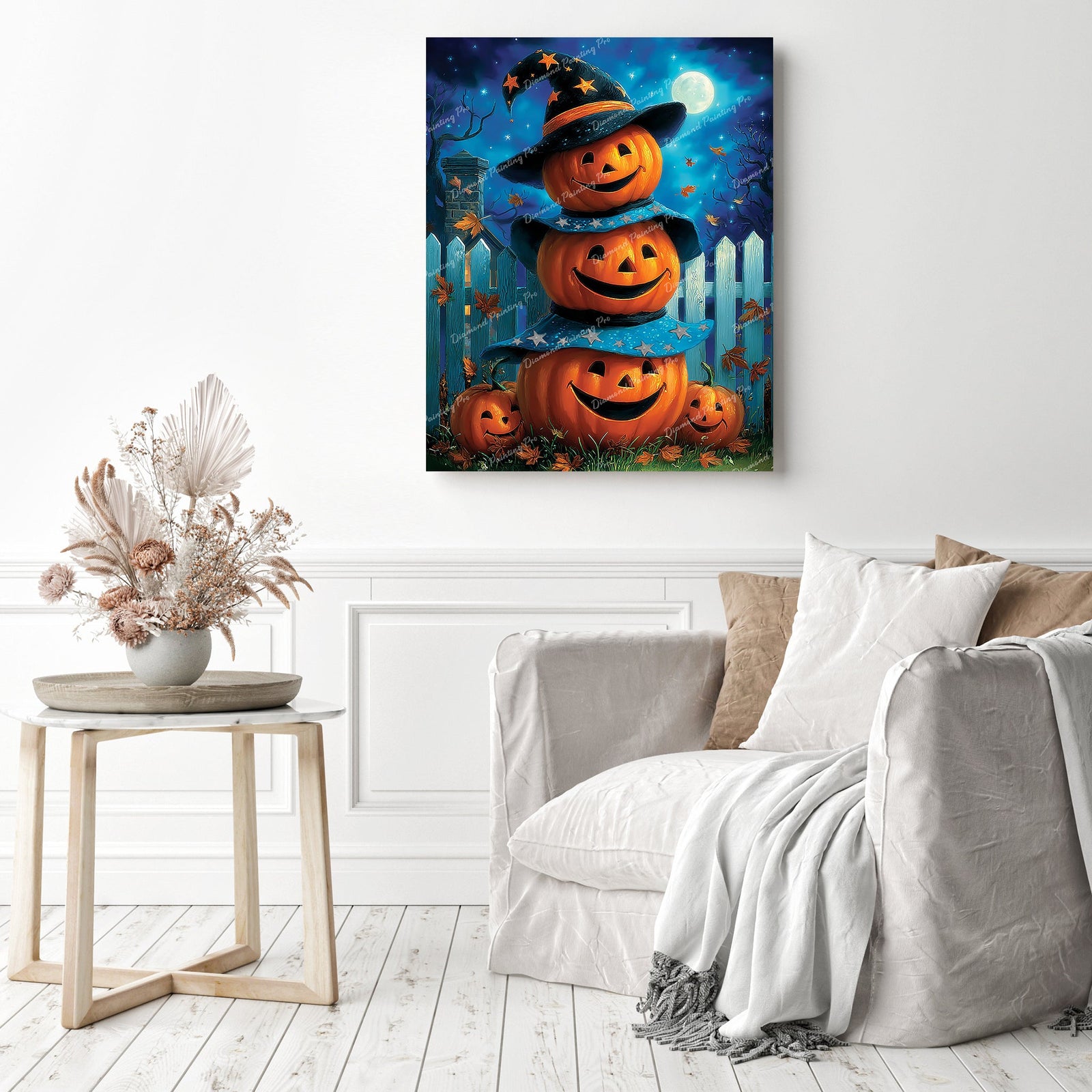 Jack-o-Lantern Trio Diamond Painting as Home Decor