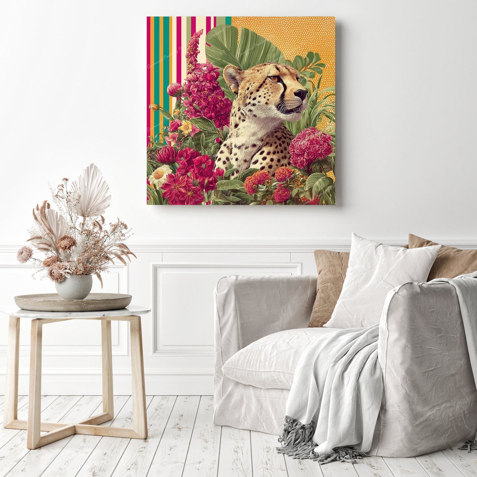 Jungle Cheetah Bloom Diamond Painting as Home Decor