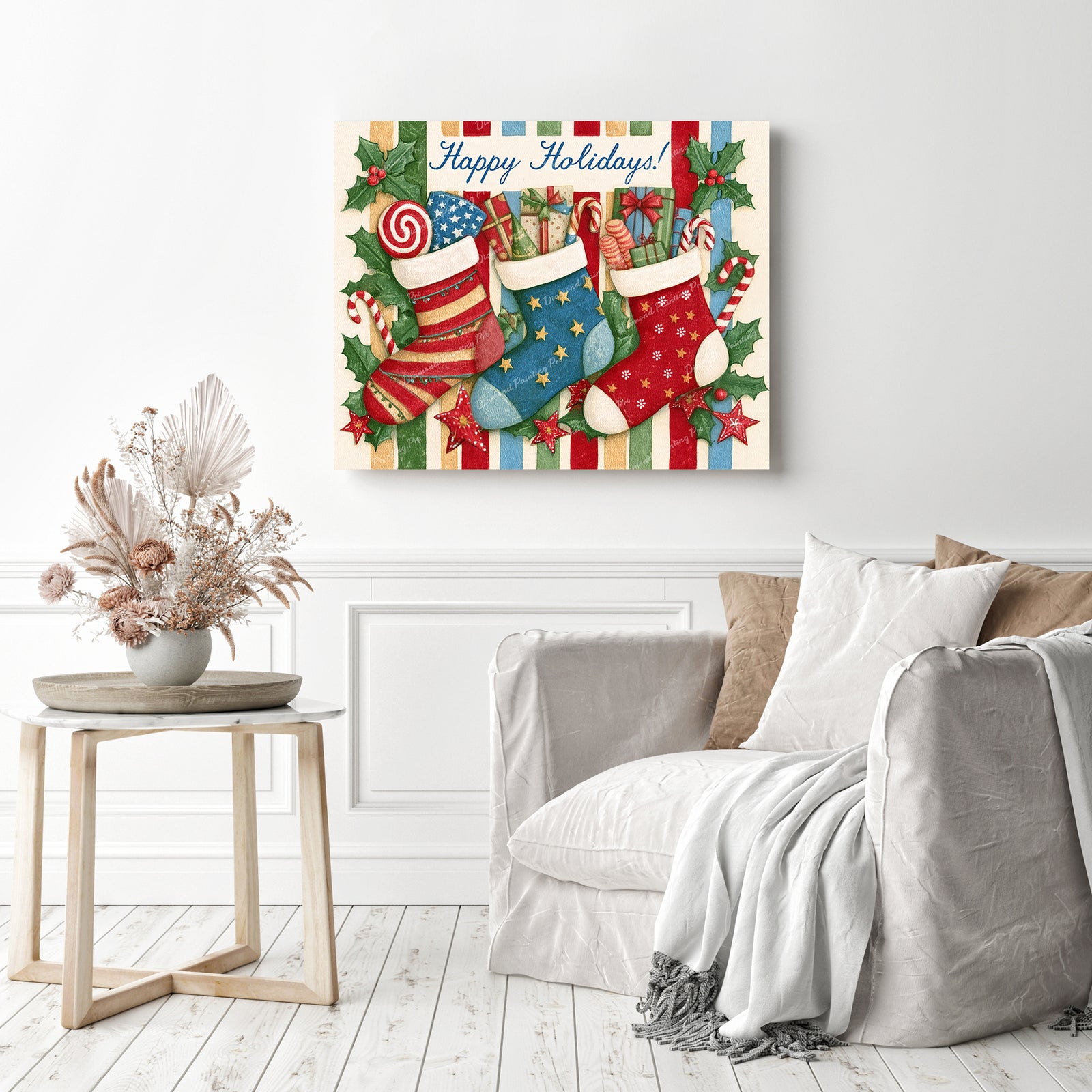 Merry Stockings Diamond Painting as Home Decor