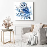 Owl with Blue Blooms Diamond Painting as Home Decor