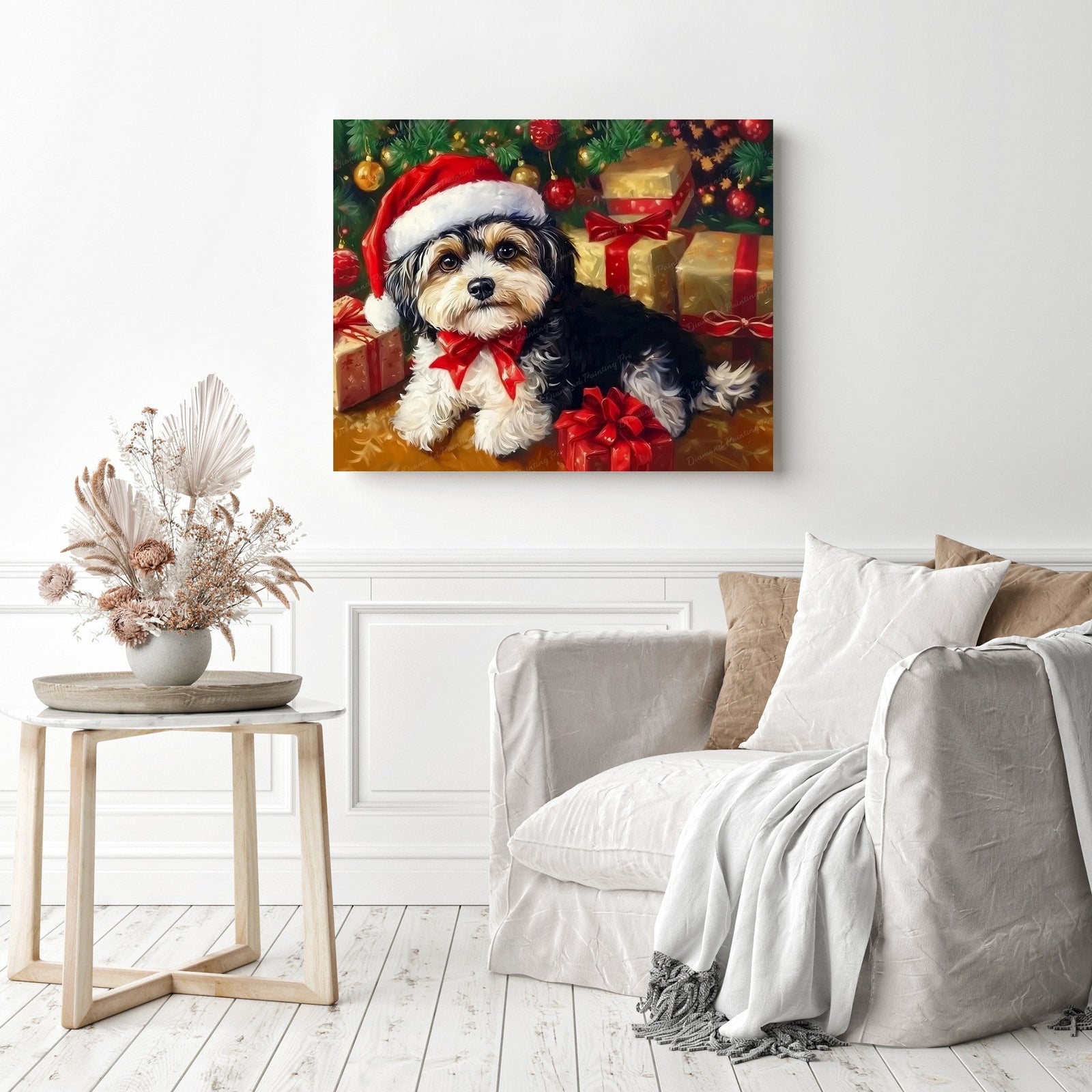 Puppy's Christmas Diamond Painting as Home Decor