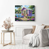 Purple Flower Garden Diamond Painting as Home Decor