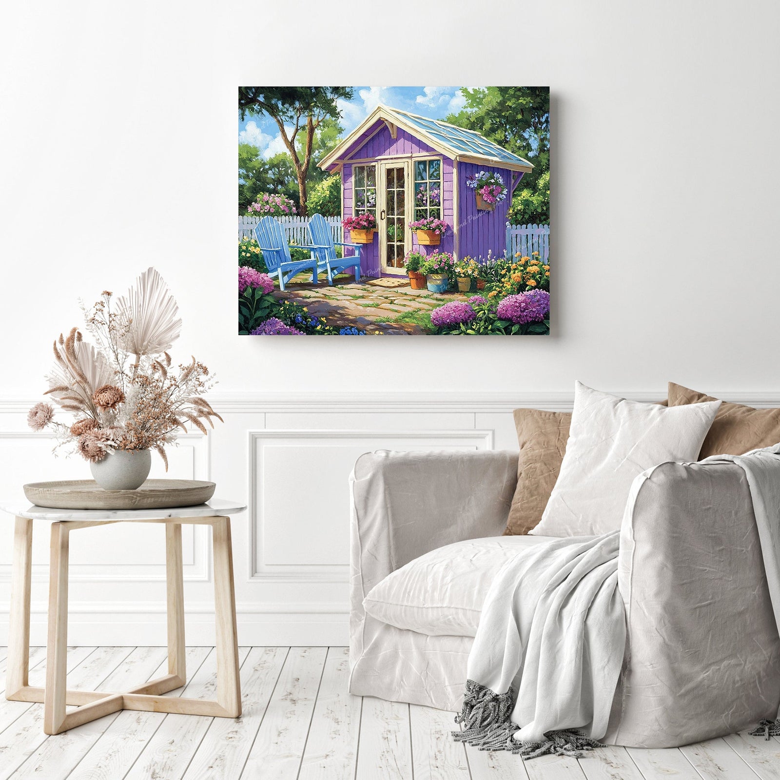 Purple Flower Garden Diamond Painting as Home Decor