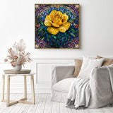 Stained Glass Golden Rose Diamond Painting as Home Decor
