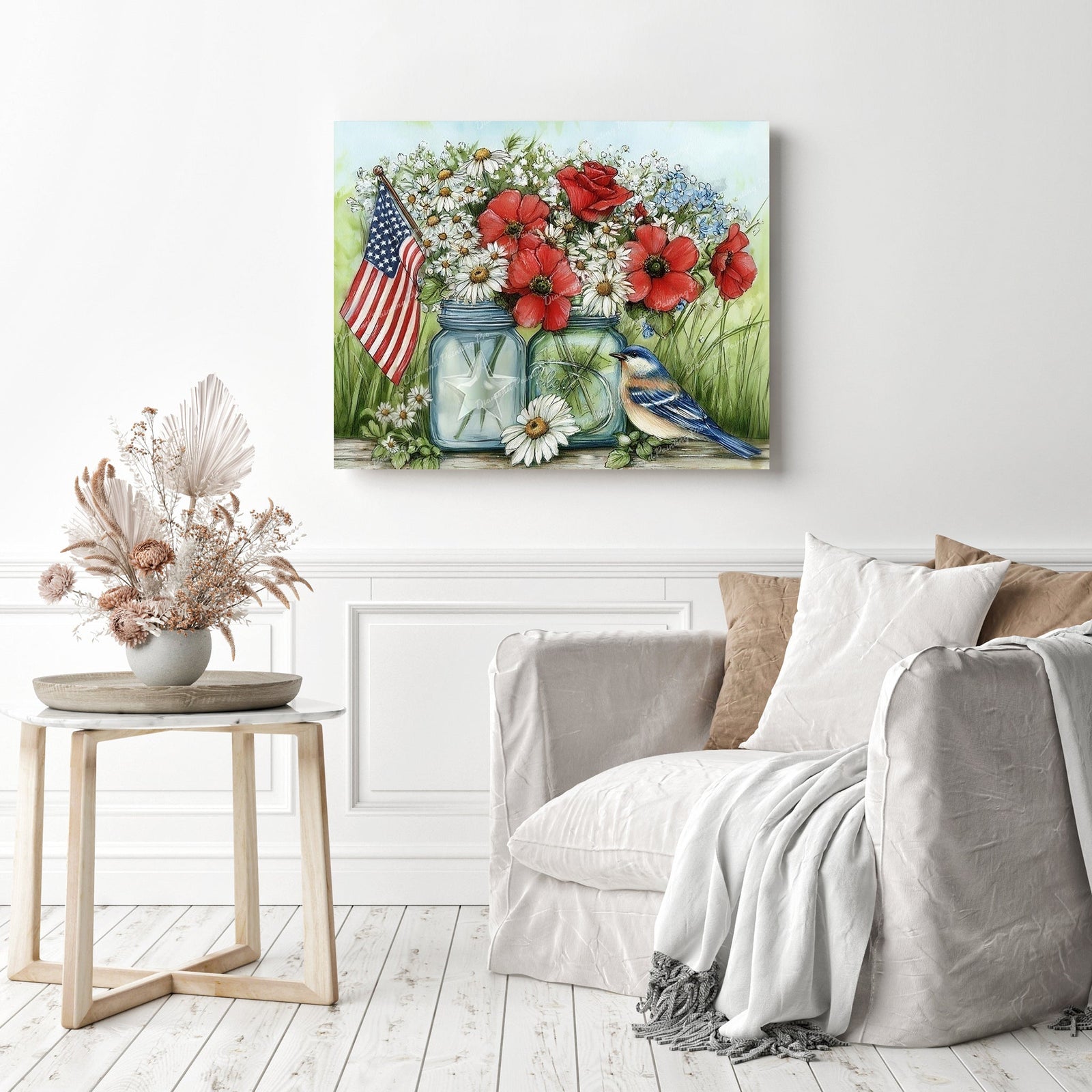 Stars, Stripes, and Blooms Diamond Painting as Home Decor