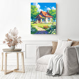 Summer Cottage | Diamond Painting Displayed as Home Decor