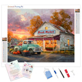 Autumn Market Diamond Painting Kit - Full Drill / Square or Round Diamonds with AB Drills Option