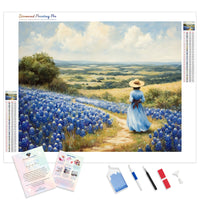 Bluebonnet Vista Diamond Painting Kit - Full Drill / Square or Round Diamonds with AB Drills Option