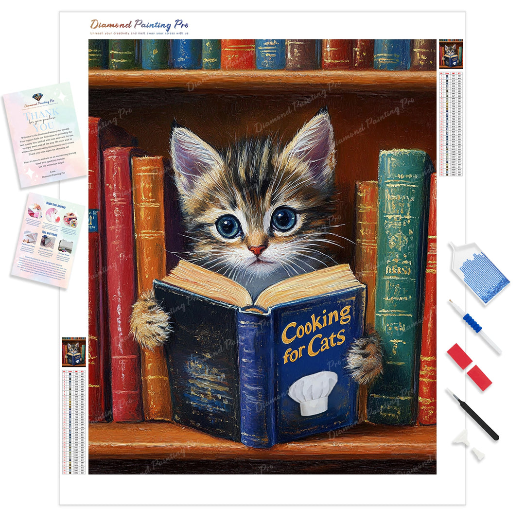 Chef Kitty Diamond Painting Kit - Full Drill / Square or Round Diamonds with AB Drills Option