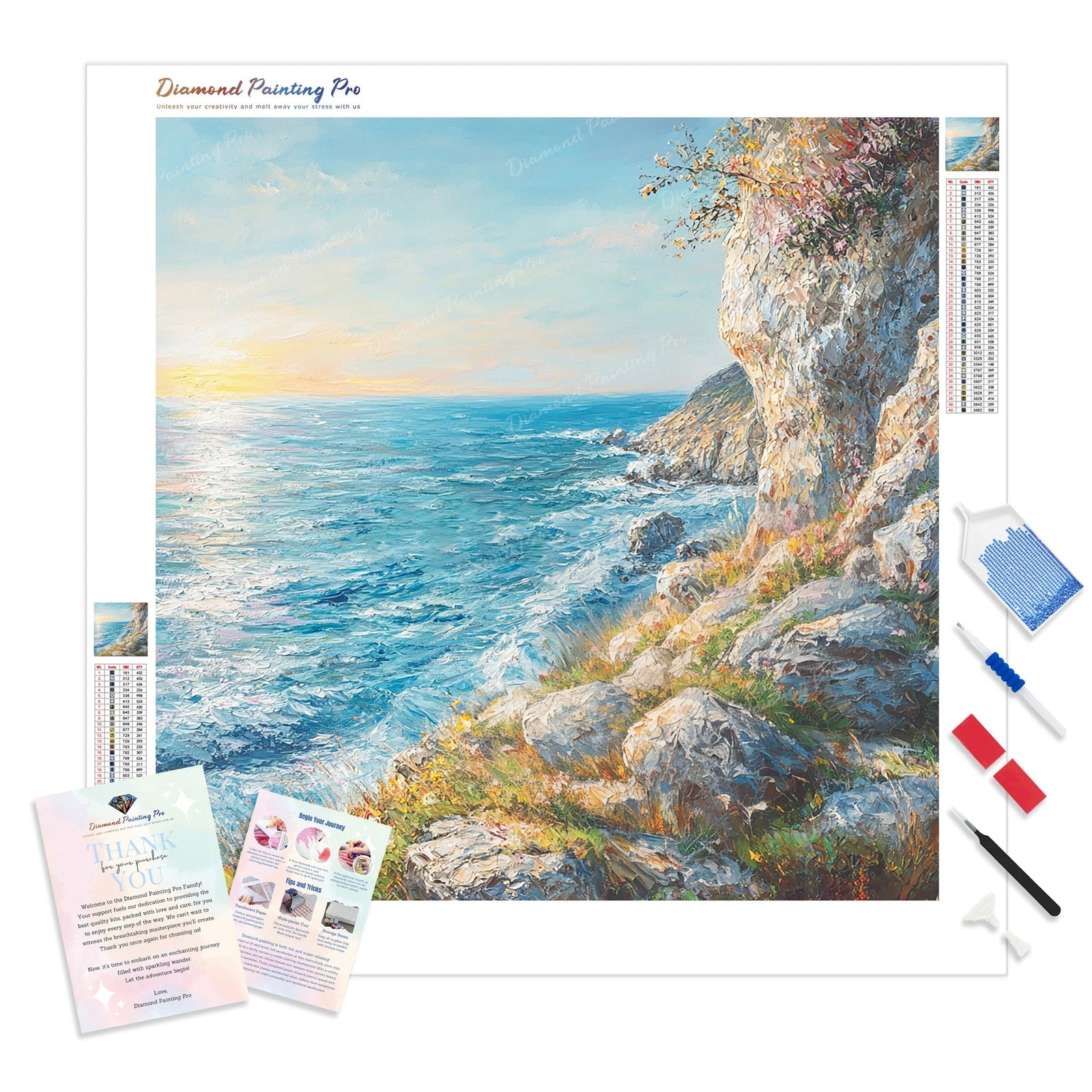 Coastal Dawn Diamond Painting Kit - Full Drill / Square or Round Diamonds with AB Drills Option