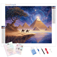 Cosmic Pyramids Diamond Painting Kit - Full Drill / Square or Round Diamonds with AB Drills Option