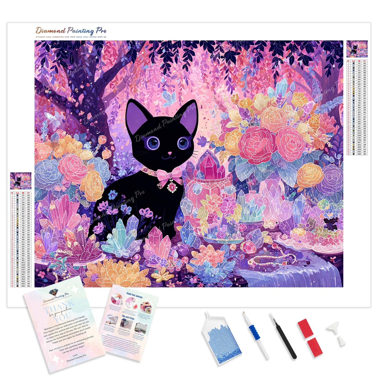 Crystal Garden Kitten Diamond Painting Kit - Full Drill / Square or Round Diamonds with AB Drills Option
