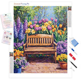 Floral Garden Corner Diamond Painting Kit - Full Drill / Square or Round Diamonds with AB Drills Option