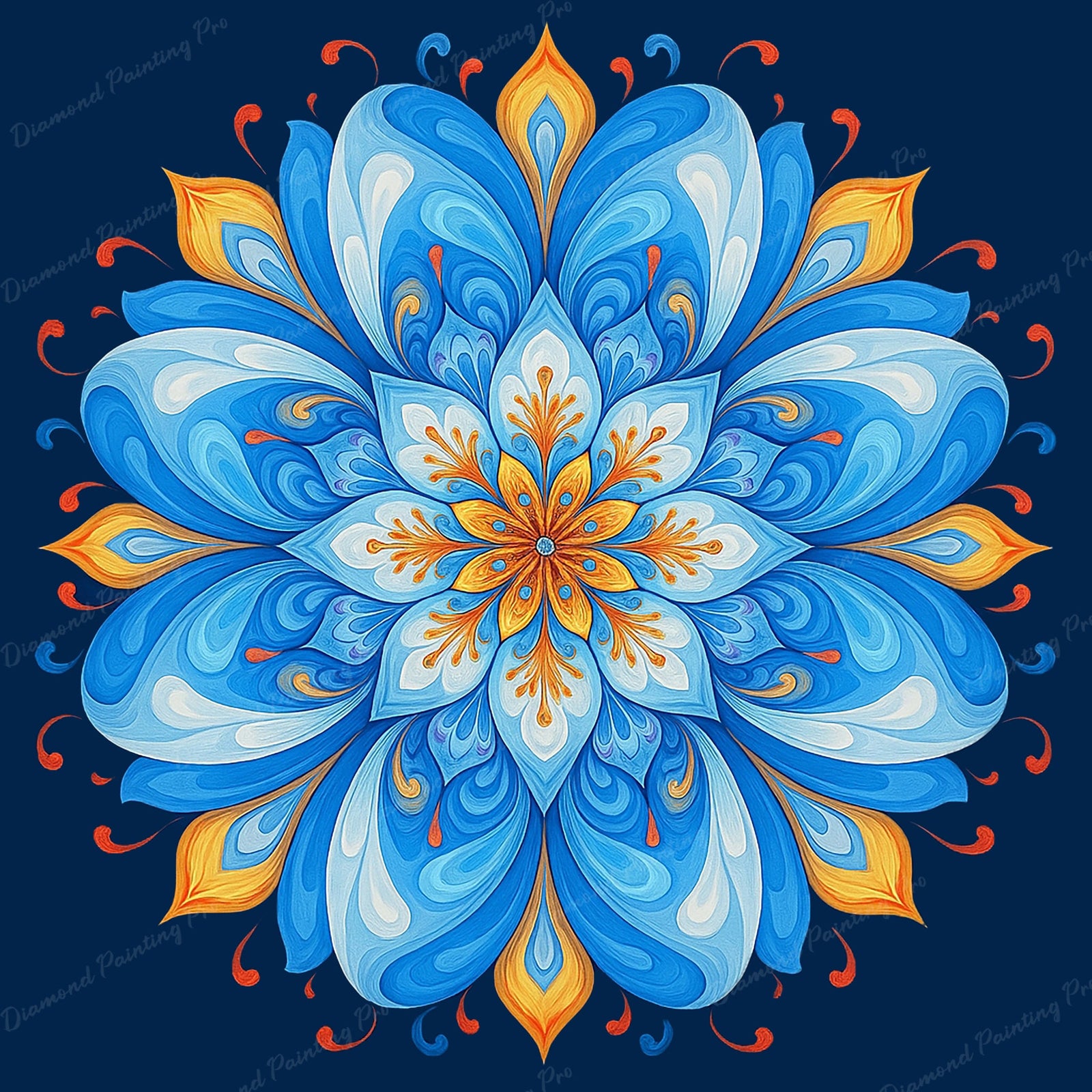 Azure Bloom Mandala Diamond Art Design - Full Drill with 5d Square or Round Diamonds / AB Drills Available