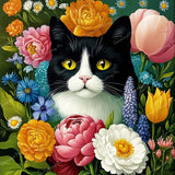 Blossom Kitty Diamond Art Design - Full Drill with 5d Square or Round Diamonds / AB Drills Available