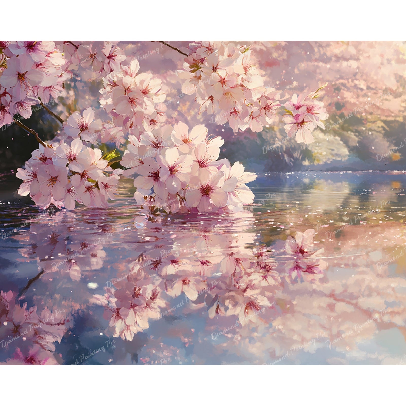 Cherry Blossom Reflections Diamond Art Design - Full Drill with 5d Square or Round Diamonds / AB Drills Available