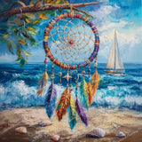 Coastal Dreamcatcher Diamond Art Design - Full Drill with 5d Square or Round Diamonds / AB Drills Available