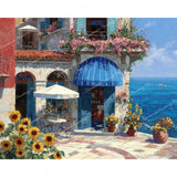 Mediterranean Cafe Diamond Art Design - Full Drill with 5d Square or Round Diamonds / AB Drills Available