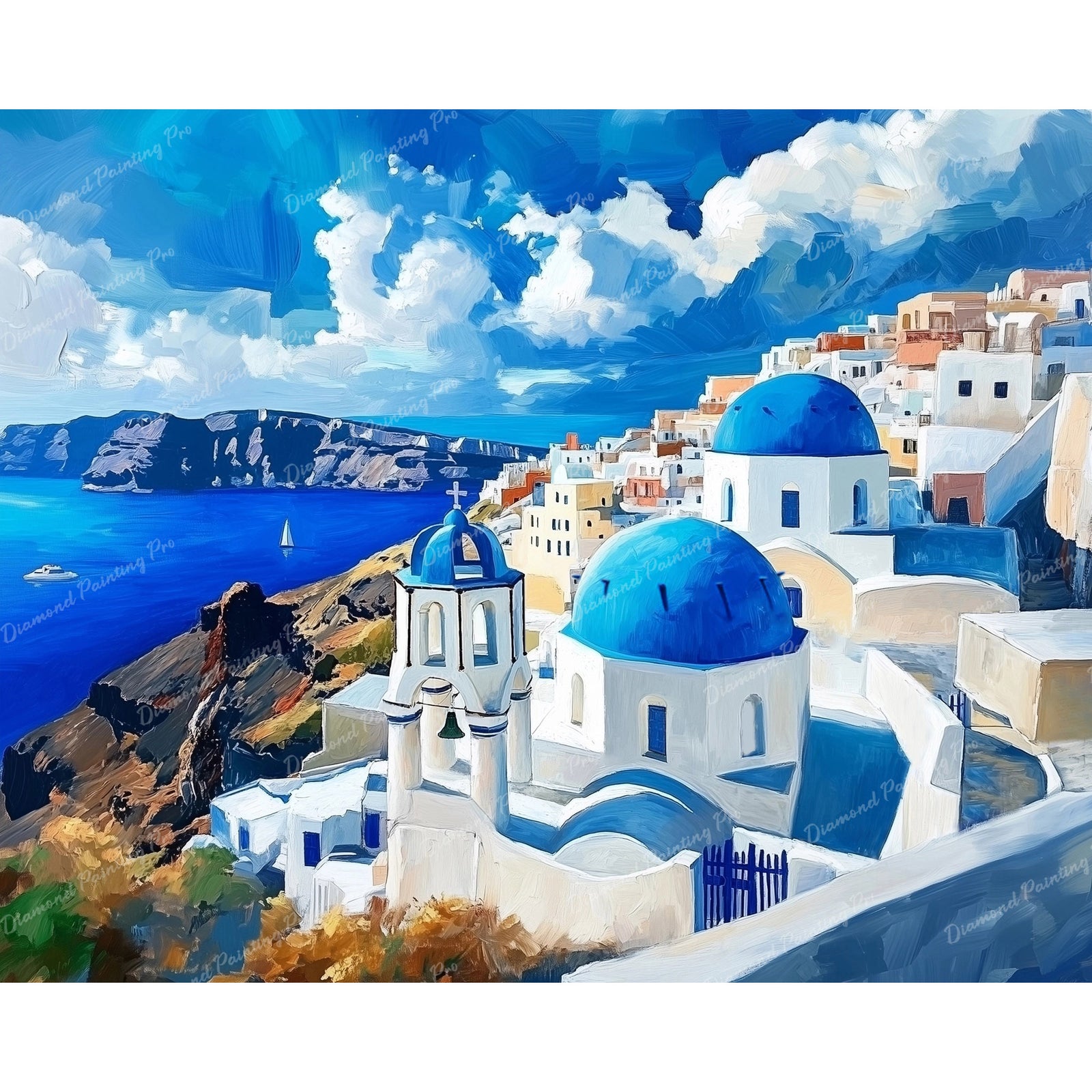 Santorini Charm Diamond Art Design - Full Drill with 5d Square or Round Diamonds / AB Drills Available