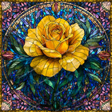 Stained Glass Golden Rose Diamond Art Design - Full Drill with 5d Square or Round Diamonds / AB Drills Available