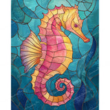 Stained Glass Mystic Seahorse Diamond Art Design - Full Drill with 5d Square or Round Diamonds / AB Drills Available