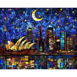 Stained Glass Sydney Skyline Diamond Art Design - Full Drill with 5d Square or Round Diamonds / AB Drills Available