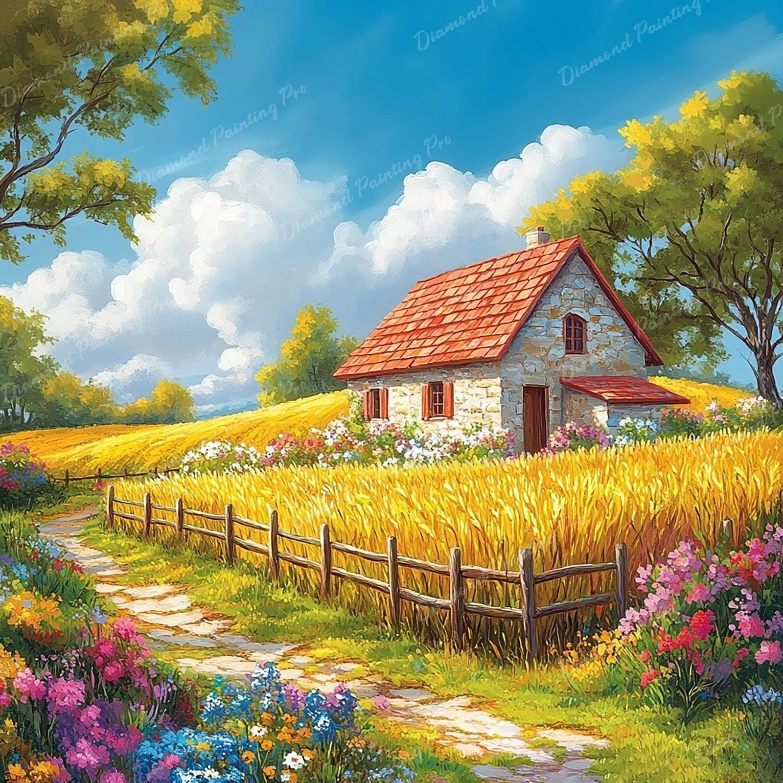 Stone Cottage Diamond Art Design - Full Drill with 5d Square or Round Diamonds / AB Drills Available