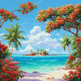 Tropical Island Escape Diamond Art Design - Full Drill with 5d Square or Round Diamonds / AB Drills Available