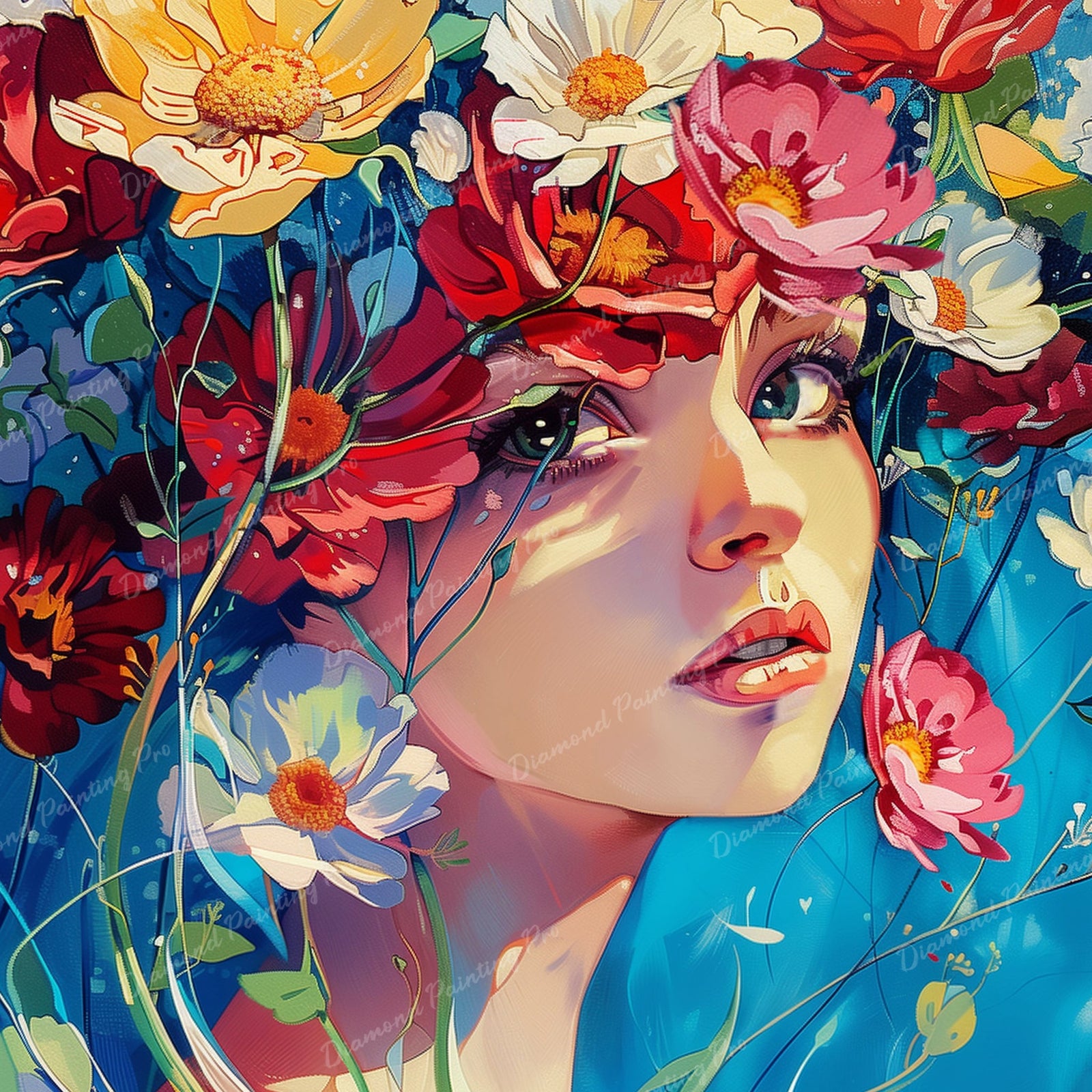 Floral Gaze | Diamond Painting Design - Full Drill Diamond Art with 5d Square or Round Diamonds - AB Drills Available