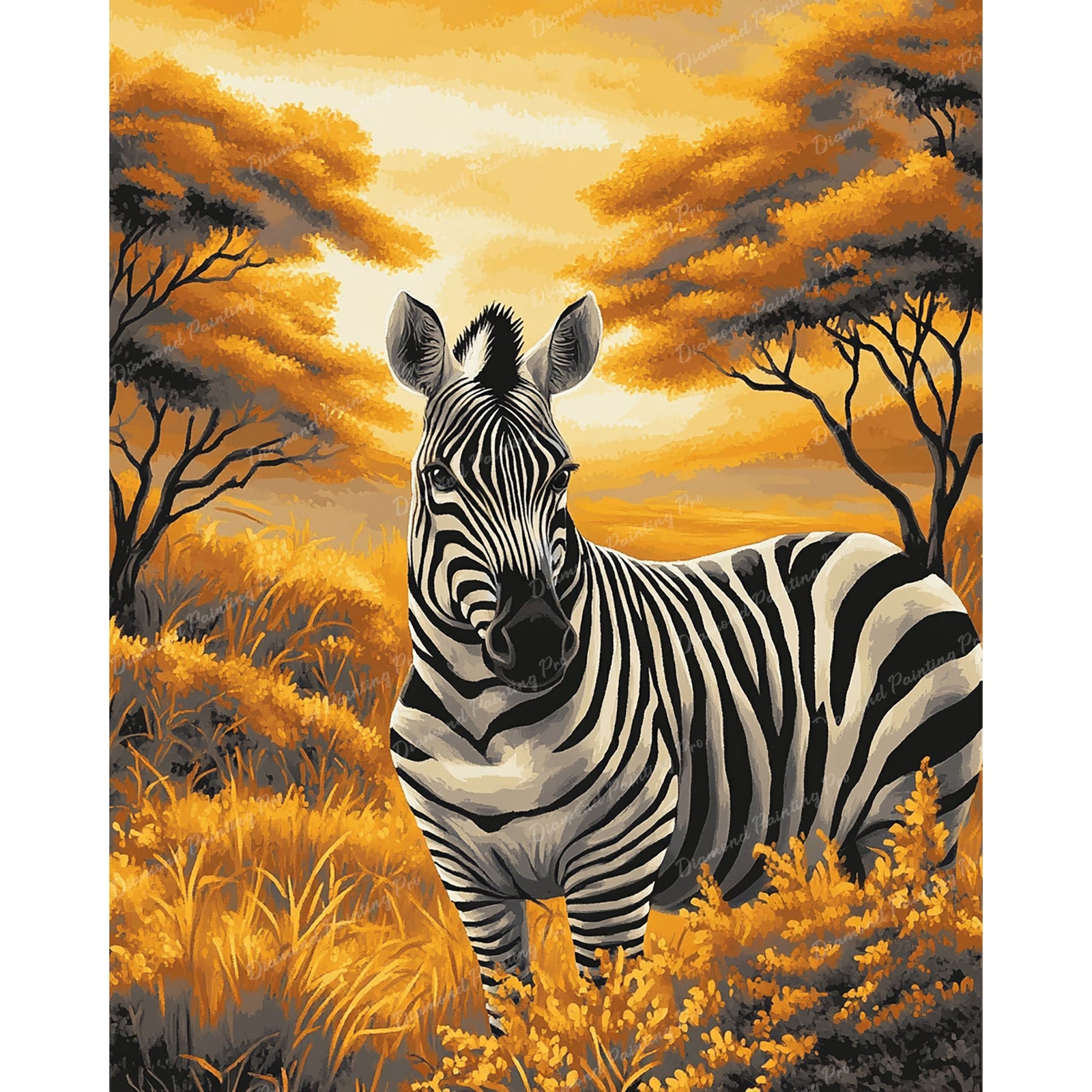Zebra at Dusk Diamond Art Design - Full Drill with 5d Square or Round Diamonds / AB Drills Available