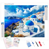 Santorini Charm Diamond Painting Kit - Full Drill / Square or Round Diamonds with AB Drills Option