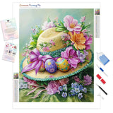 Springtime Hat Parade Diamond Painting Kit - Full Drill / Square or Round Diamonds with AB Drills Option