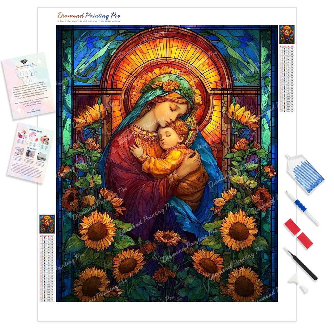 Stained Glass Embrace Diamond Painting Kit - Full Drill / Square or Round Diamonds with AB Drills Option