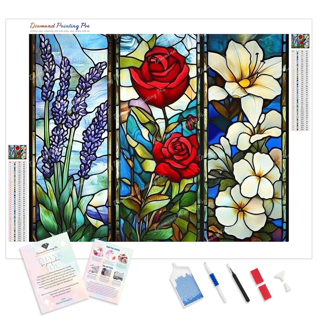 Stained Glass Garden Diamond Painting Kit - Full Drill / Square or Round Diamonds with AB Drills Option