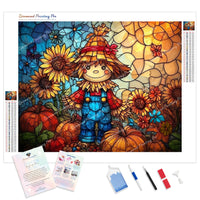 Stained Glass Scarecrow Diamond Painting Kit - Full Drill / Square or Round Diamonds with AB Drills Option