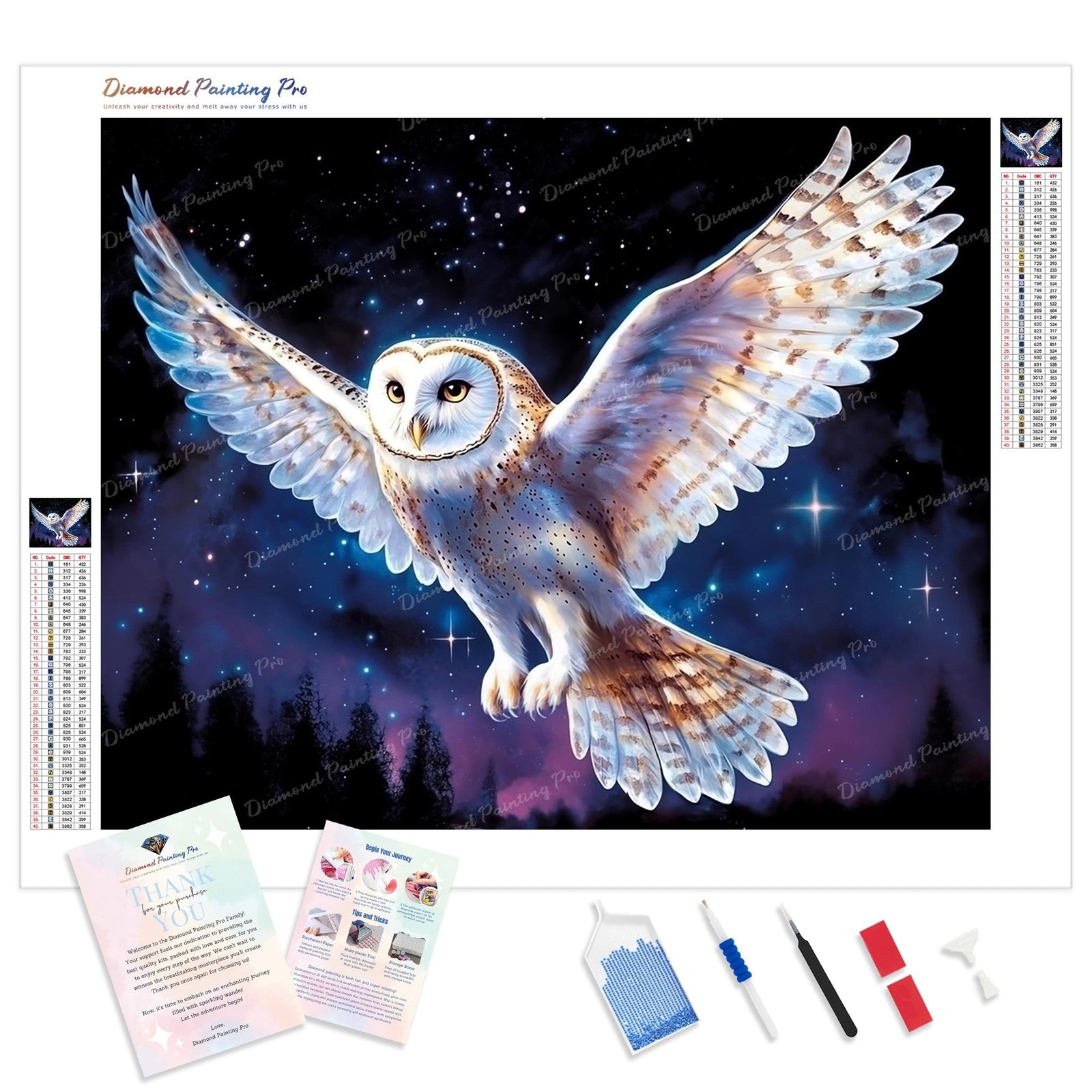 Stellar Owl Guardian Diamond Painting Kit - Full Drill / Square or Round Diamonds with AB Drills Option