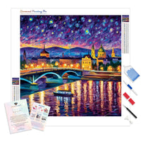 Twilight Bridge Diamond Painting Kit - Full Drill / Square or Round Diamonds with AB Drills Option