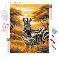 Zebra at Dusk Diamond Painting Kit - Full Drill / Square or Round Diamonds with AB Drills Option