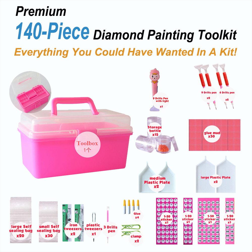 Premium 140-Piece Diamond Painting Toolkit – Diamondpaintingpro