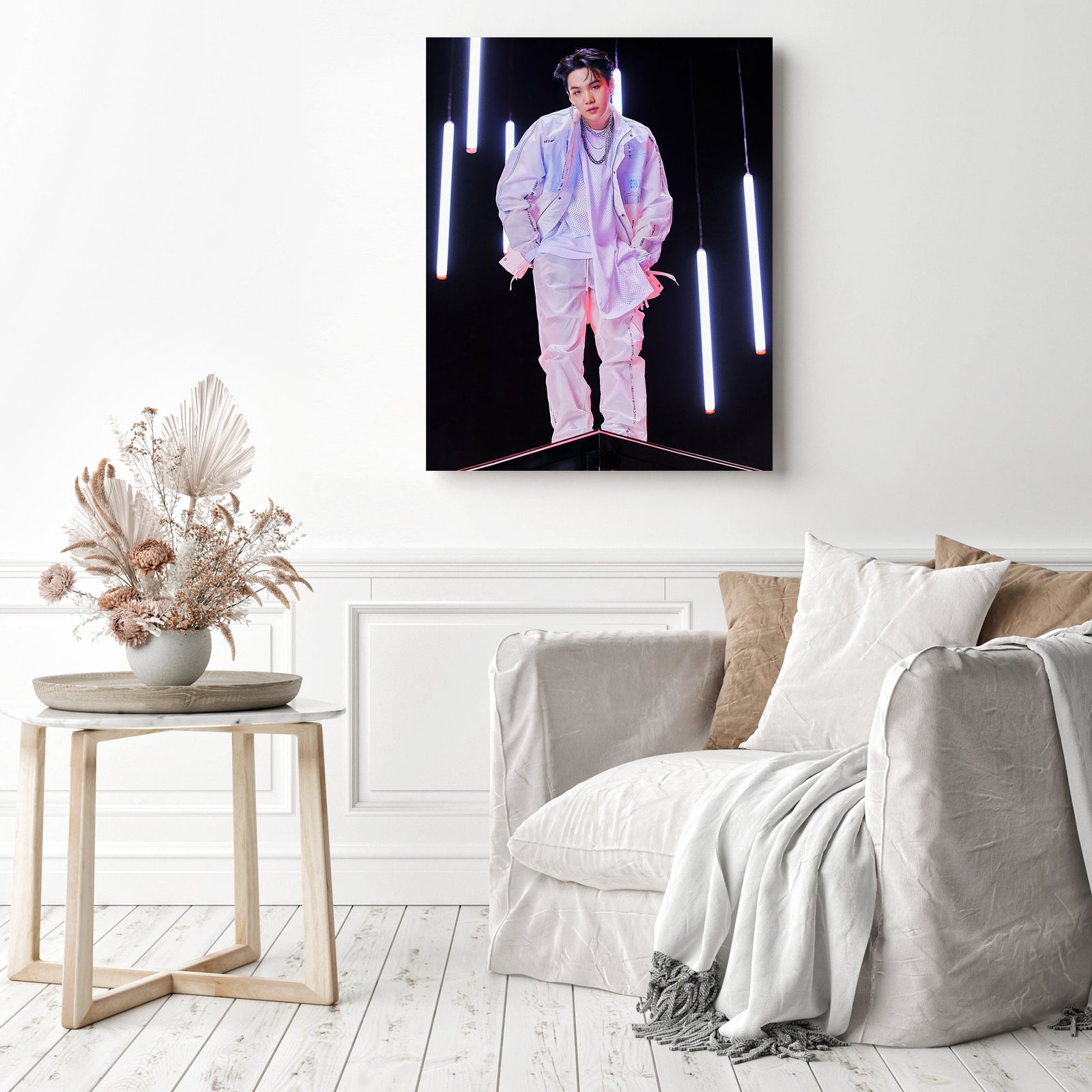 BTS Suga on Stage | Diamond Painting Displayed as Home Decor