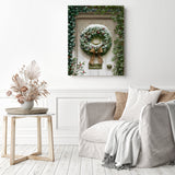 Christmas Wreath Serenity | Diamond Painting Displayed as Home Decor