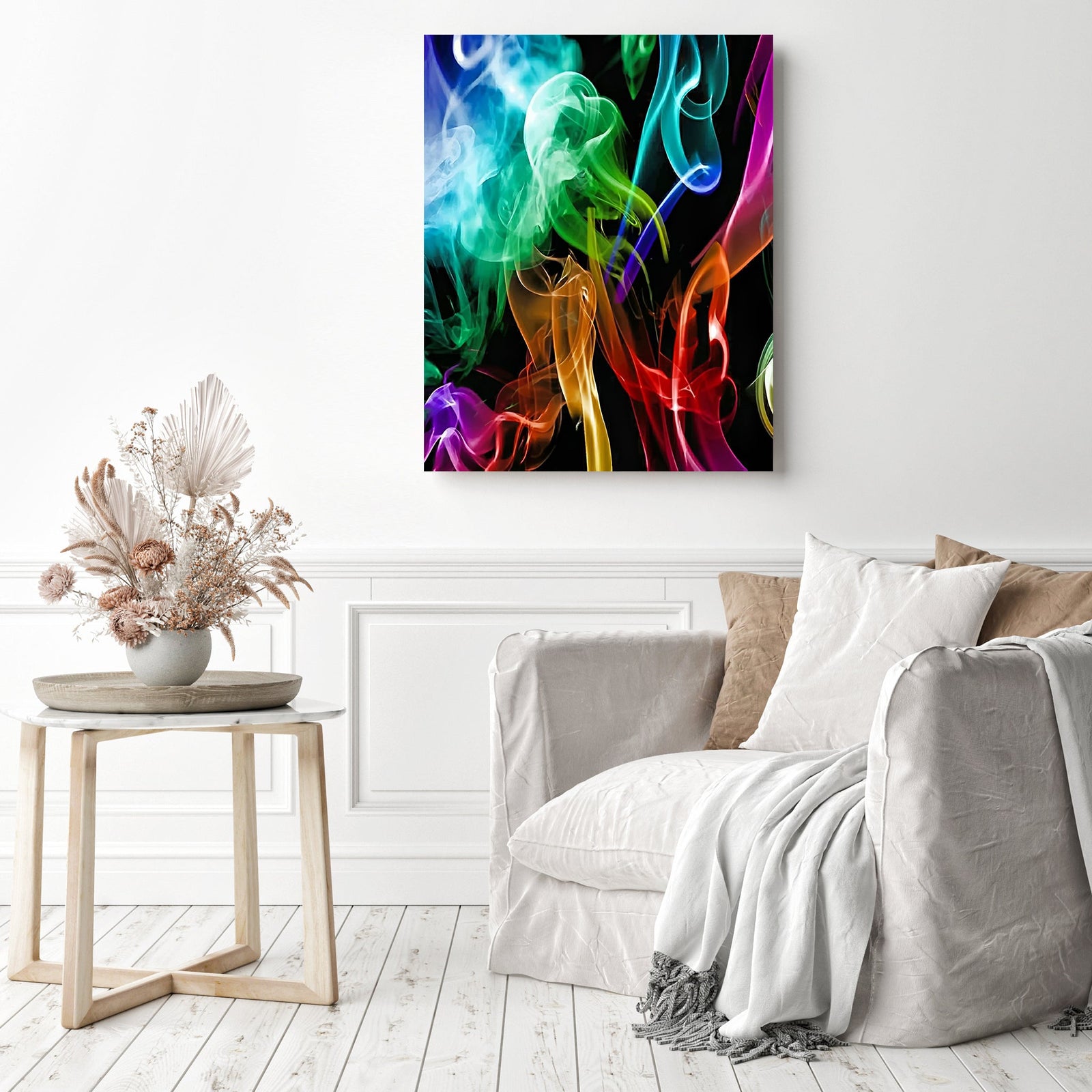 Colorful Light Smoke | Diamond Painting Displayed as Home Decor