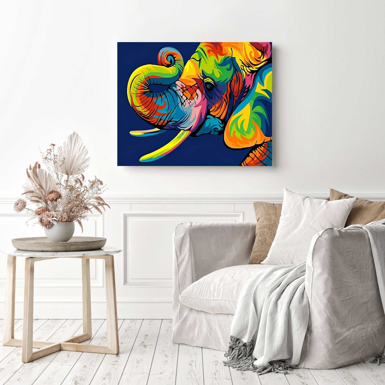 Abstract Elephant | Diamond Painting Displayed as Home Decor