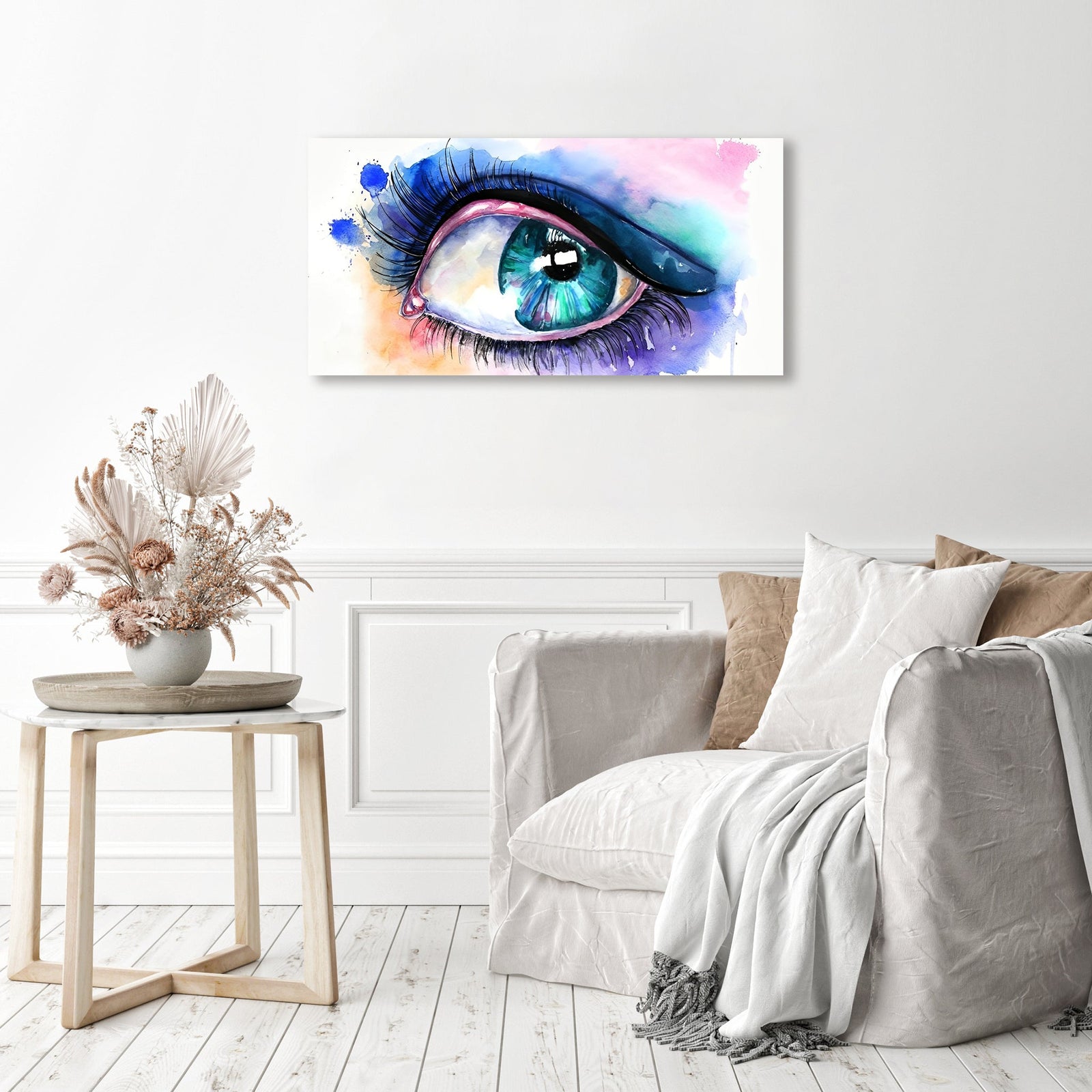 Emerald Green Eye | Diamond Painting Displayed as Home Decor