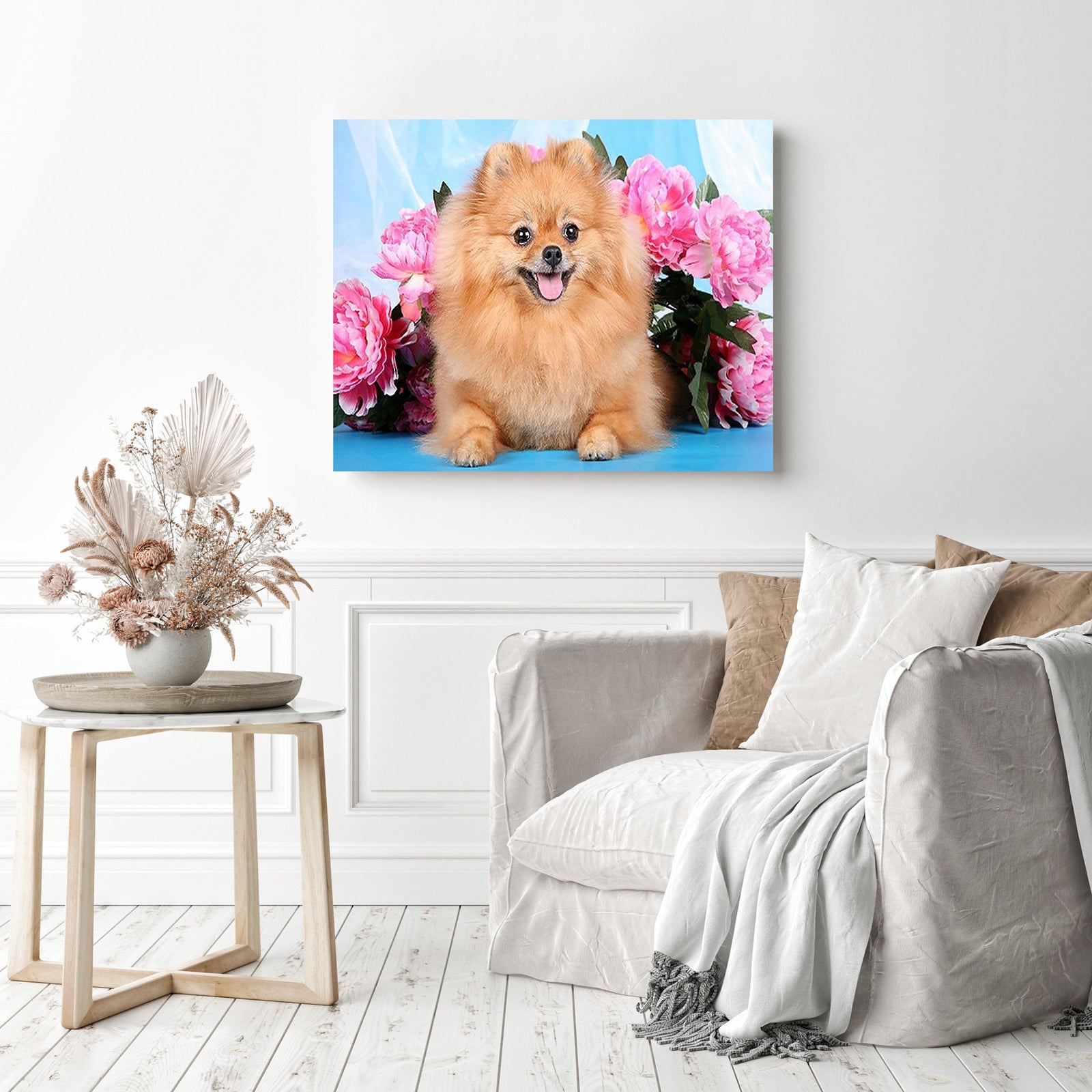 Cute Pomeranian Dog | Diamond Painting Displayed as Home Decor