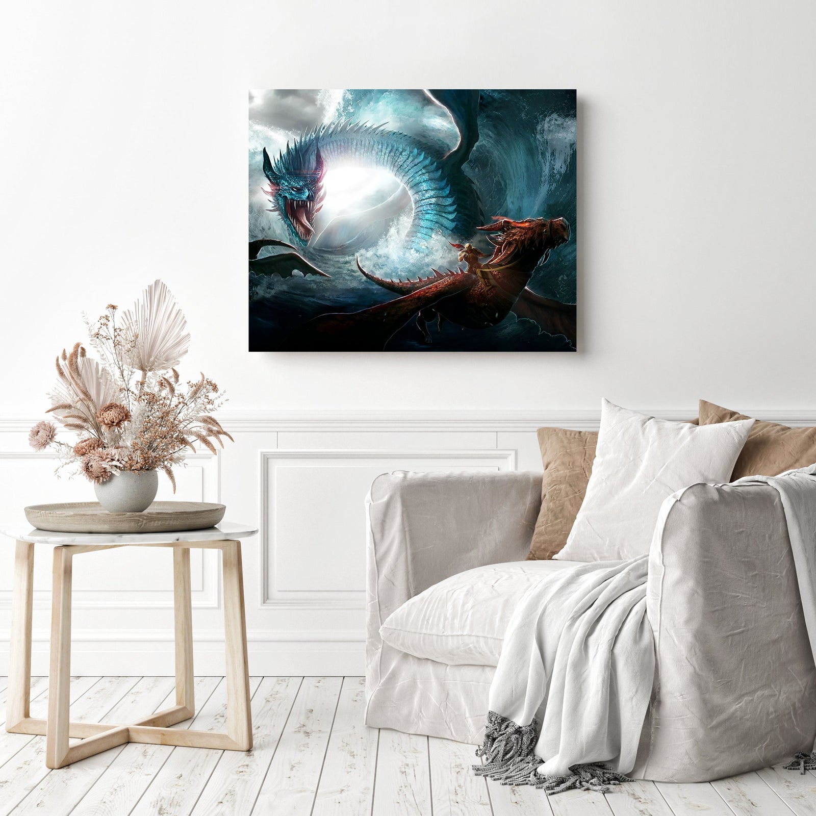 Flood Dragon | Diamond Painting Displayed as Home Decor