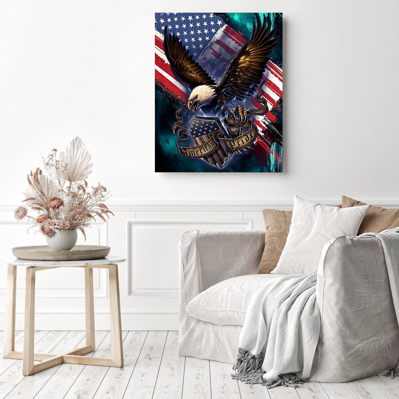 Eagle and American Pride | Diamond Painting Displayed as Home Decor